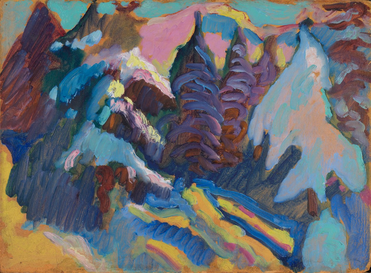 Kochel - Árboles cubiertos de nieve de Wassily Kandinsky