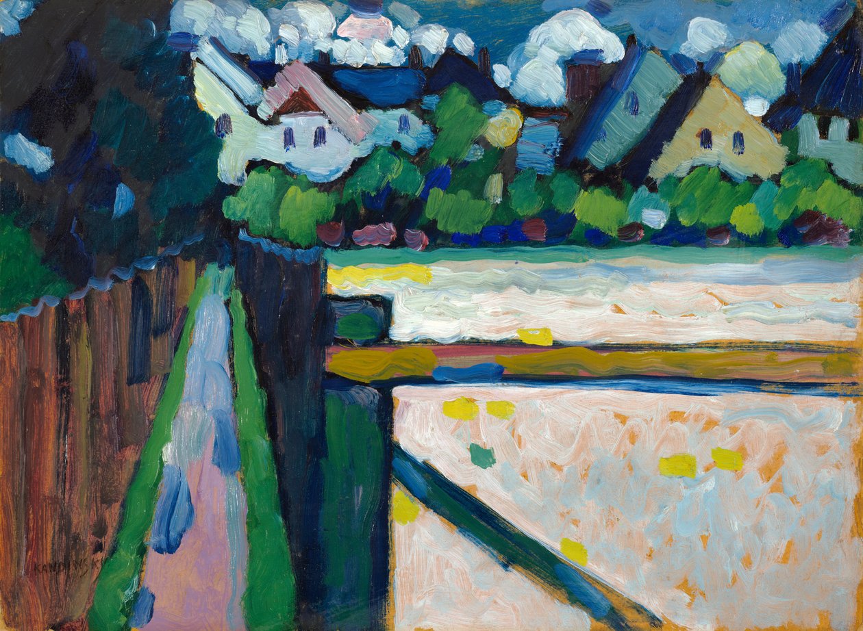 Murnau - sendero y casas de Wassily Kandinsky