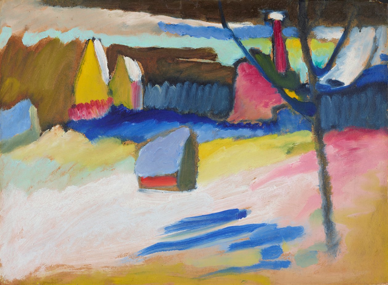 Murnau - Paisaje con un árbol desnudo de Wassily Kandinsky