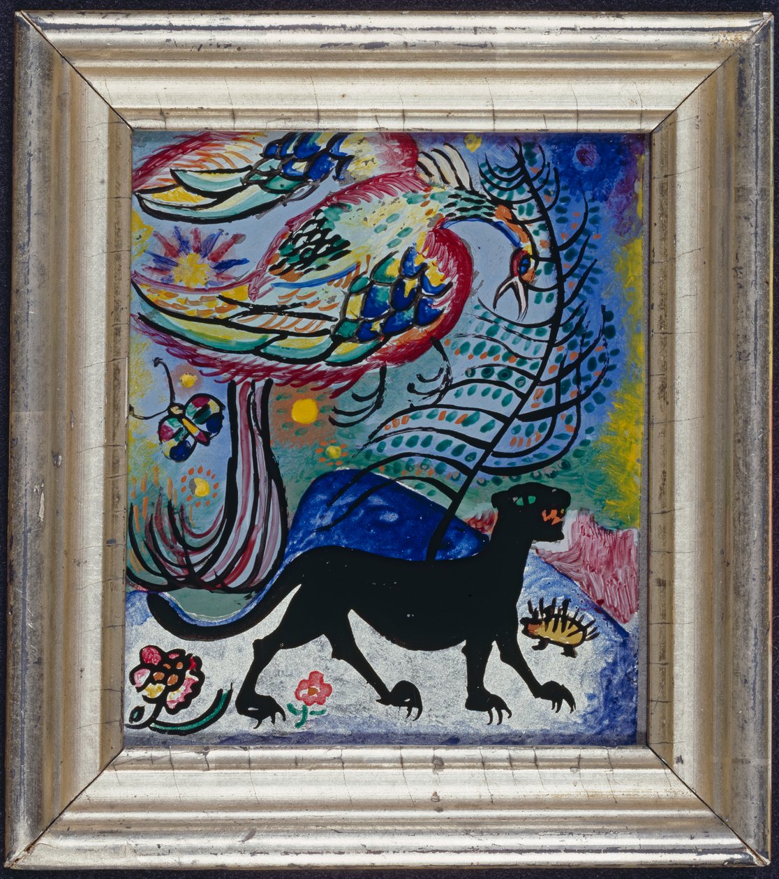 Pájaro de fantasía y pantera negra. de Wassily Kandinsky