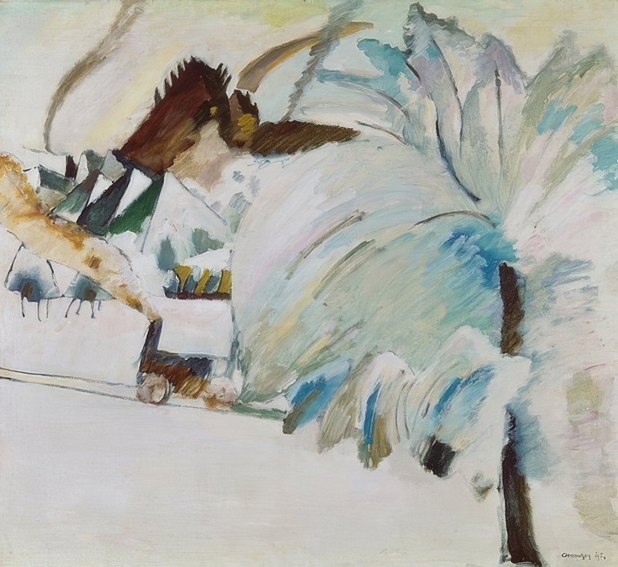 Paisaje invernal con locomotora. 1911 de Wassily Kandinsky