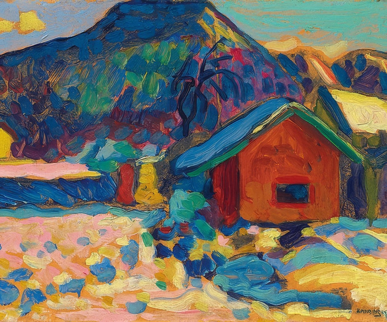 Estudio de invierno con montaña de Wassily Kandinsky