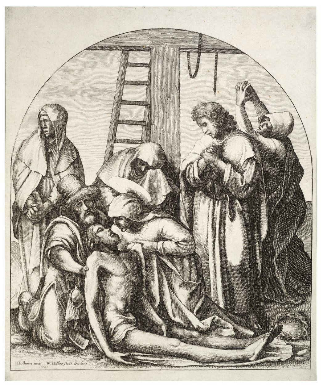 Descendimiento de la cruz, después de Holbein de Wenceslaus Hollar