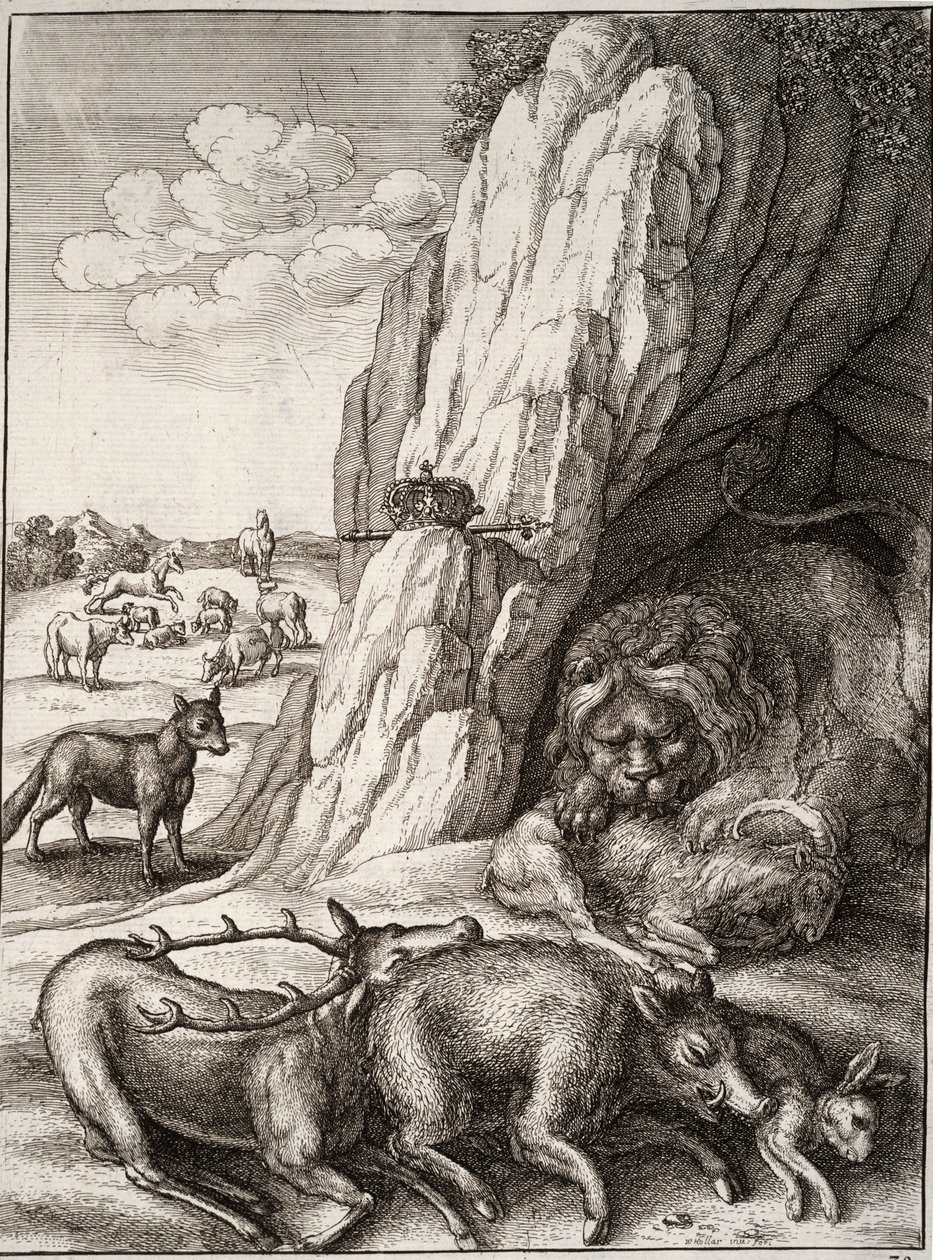 El león enfermo de Wenceslaus Hollar