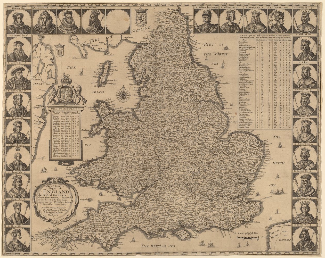 Un nuevo y exacto mapa de Inglaterra de Wenceslaus Hollar