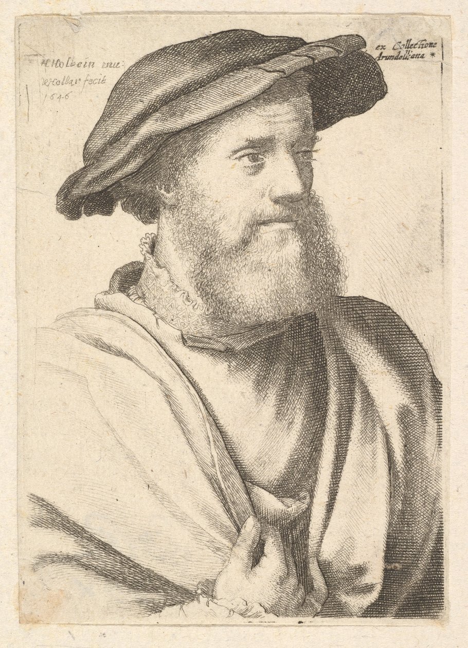 Un hombre con barba después de Hans Holbein de Wenceslaus Hollar