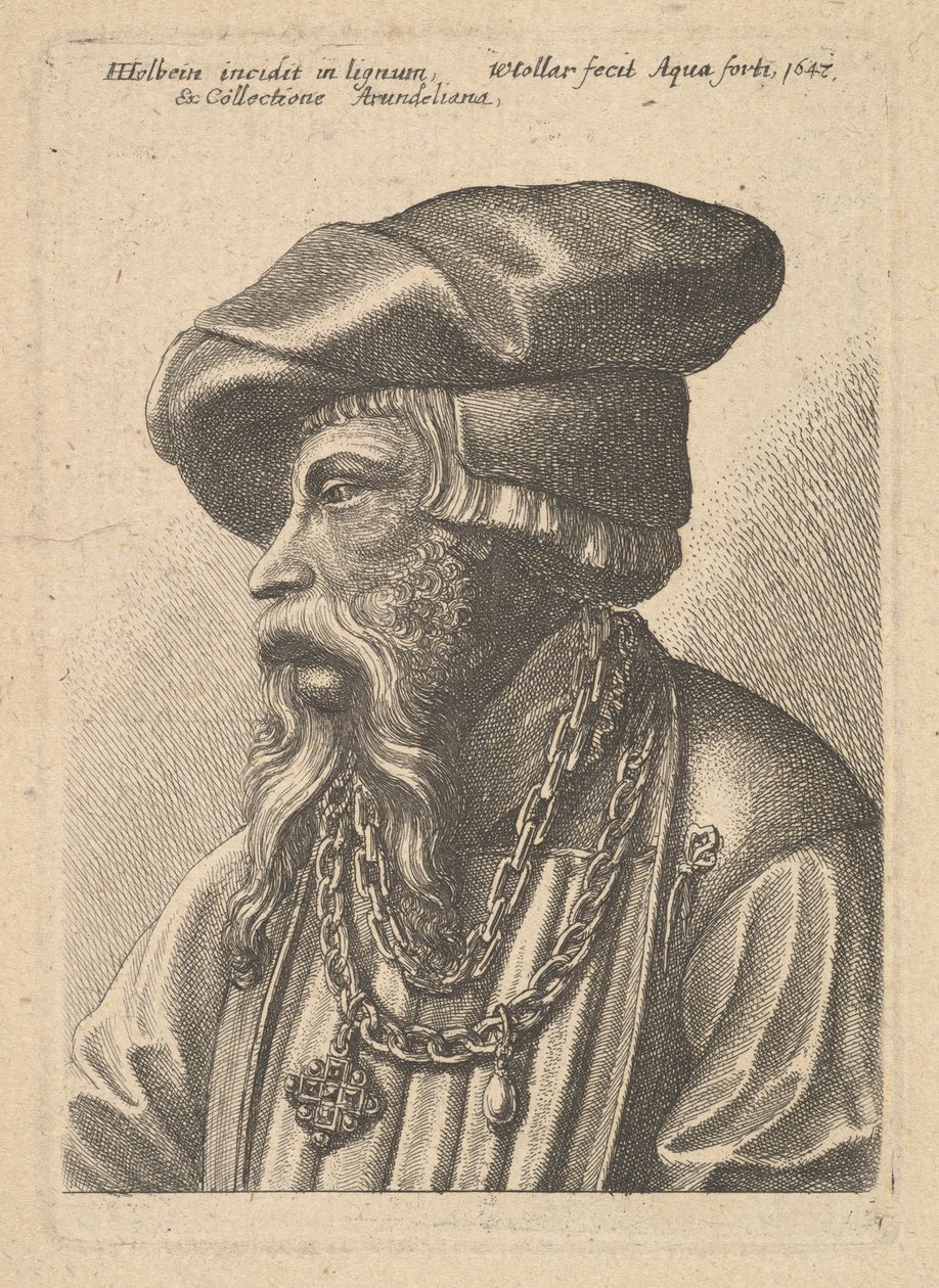 Hombre barbudo con collar de cadena, 1647 de Wenceslaus Hollar