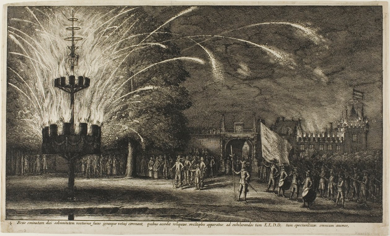Fuegos artificiales en Hemissem de Wenceslaus Hollar