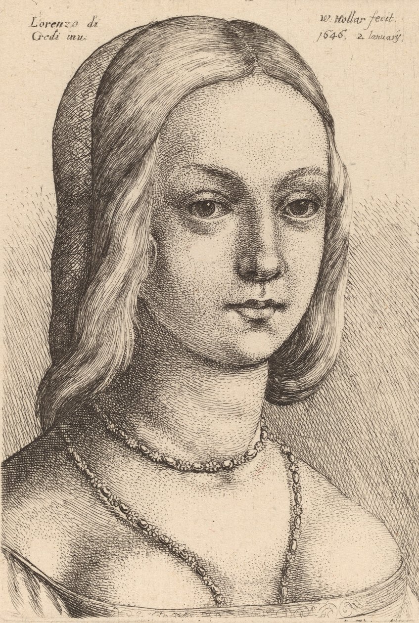 Cabeza de mujer mirando a la derecha de Wenceslaus Hollar
