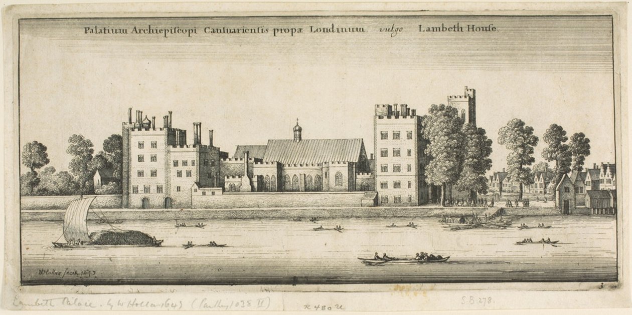 Palacio de Lambeth desde el río de Wenceslaus Hollar
