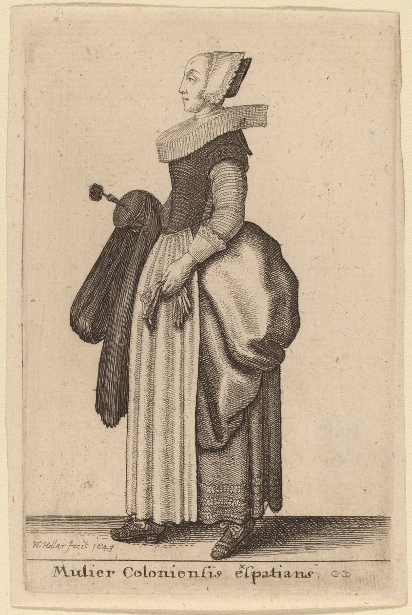 Mujer coloniense paseando de Wenceslaus Hollar