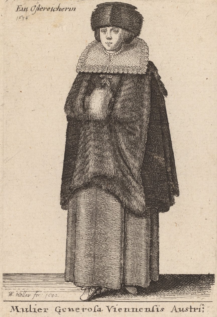 Mujer generosa de Viena, Austria, 1642 de Wenceslaus Hollar