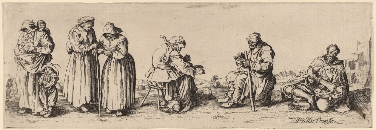 Seis hombres y mujeres mendigos de Wenceslaus Hollar
