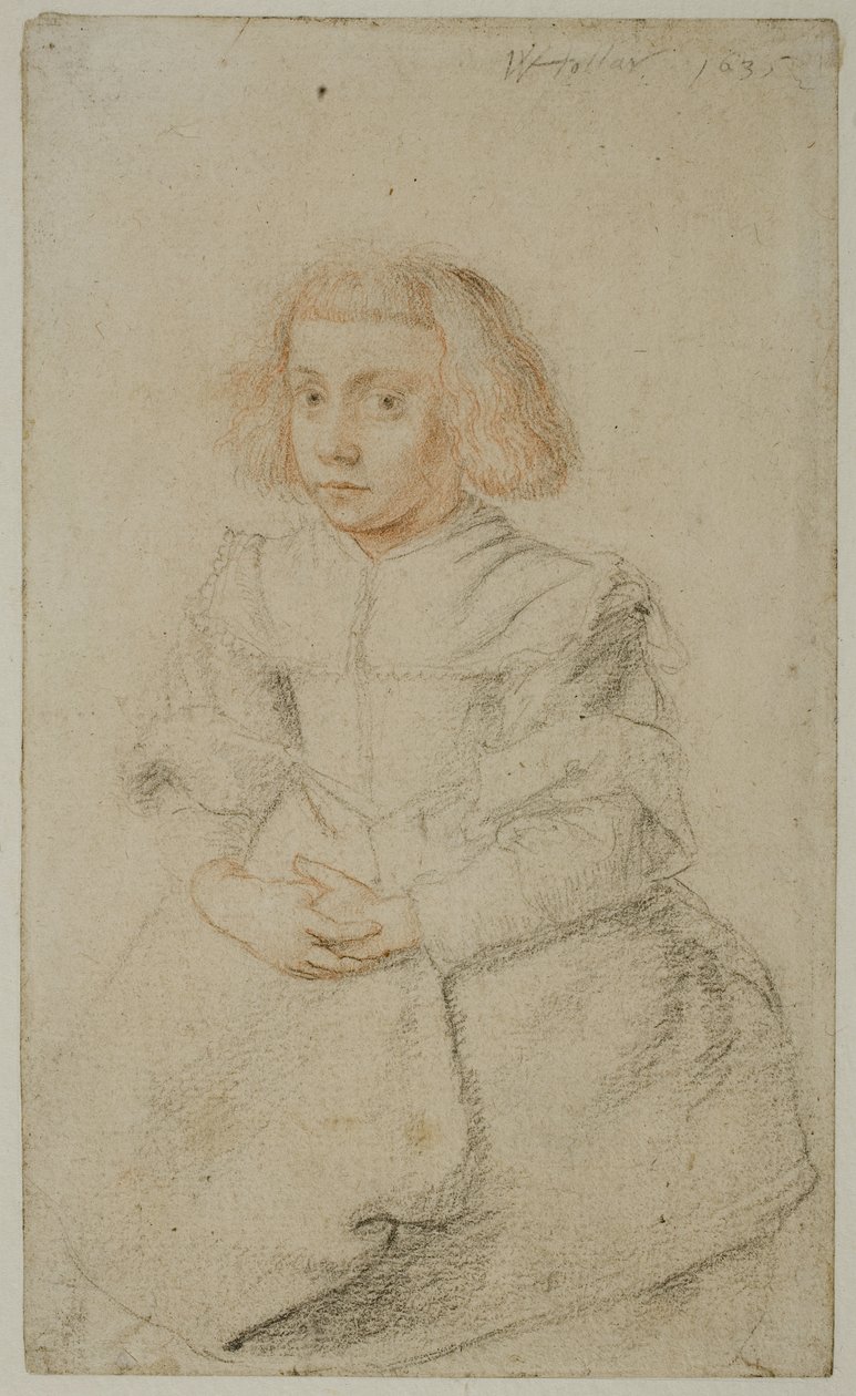Estudio de una niña sentada, 1635 de Wenceslaus Hollar
