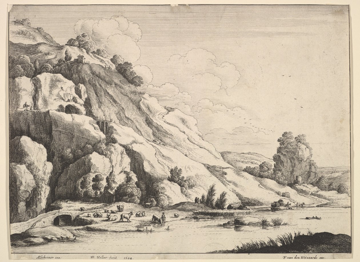 El puente de piedra, 1649 de Wenceslaus Hollar