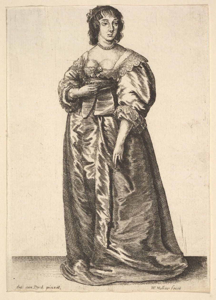 Dama de cuerpo entero, después de Anthony van Dyck de Wenceslaus Hollar
