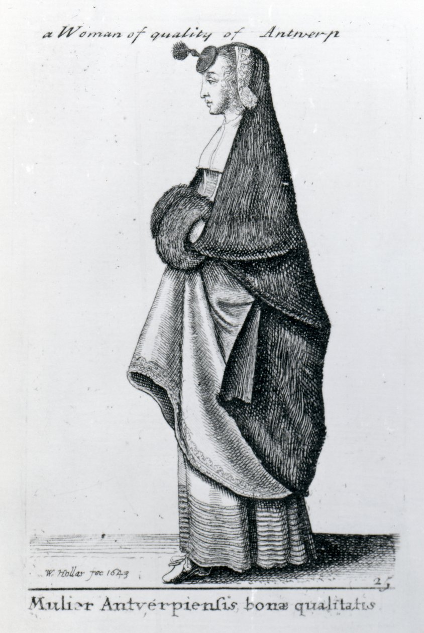 Mujer de calidad de Amberes, 1643 de Wenceslaus Hollar