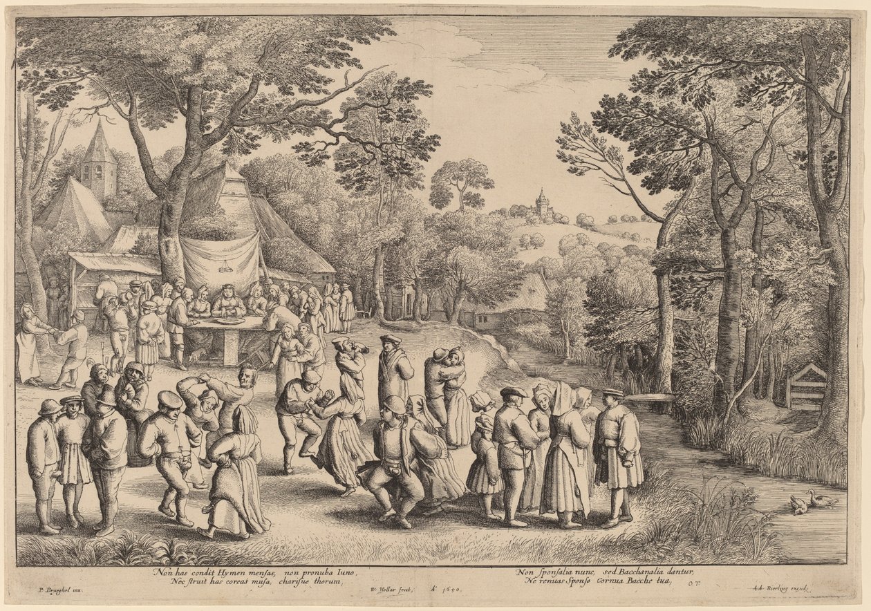 Baile de boda rústica de Wenceslaus Hollar after Jan Brueghel the Elder