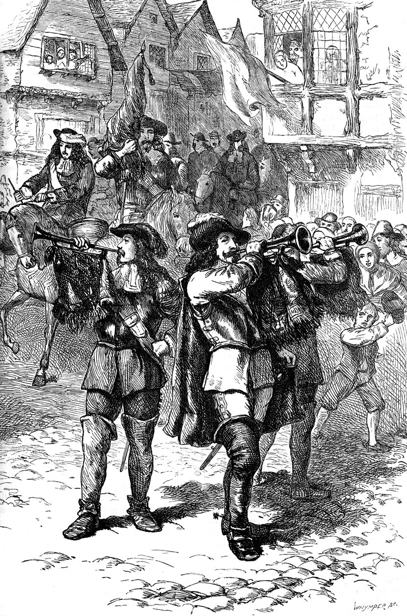 Proclamación de Jacobo II en Boston, 1685 c1880 de Whymper