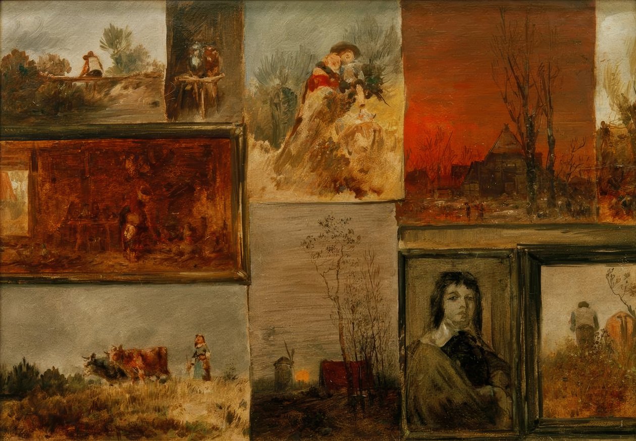 Imagen compuesta con 9 estudios de Wilhelm Busch