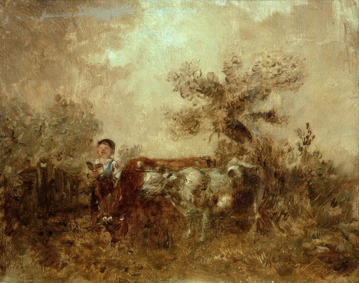 Niño cantando con vacas de Wilhelm Busch