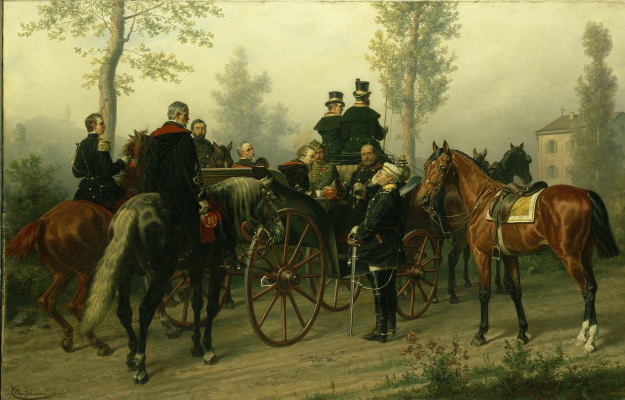 Napoleón III y Bismarck después de la Batalla de Sedán, 1882 de Wilhelm Camphausen