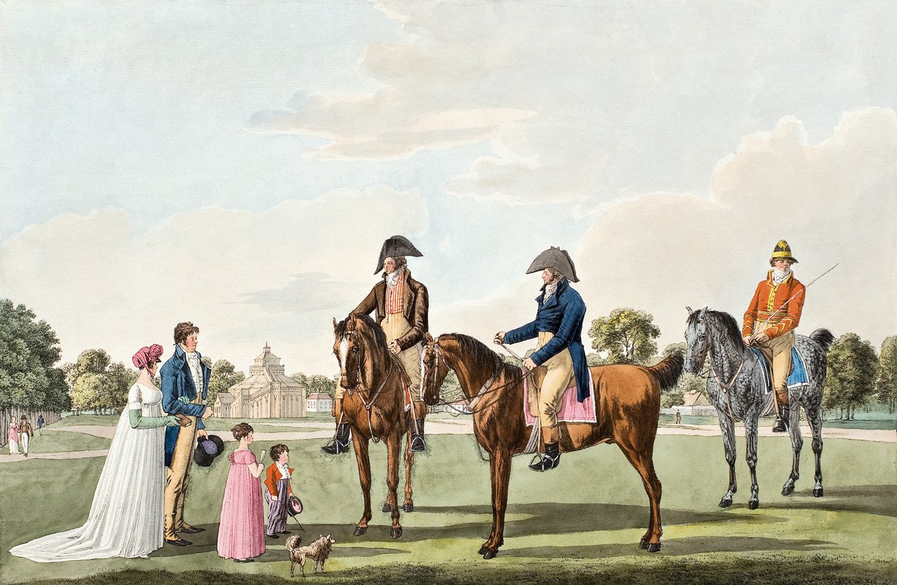 Conversación a caballo en el Prater cerca del Panorama de Wilhelm Alexander Kobell