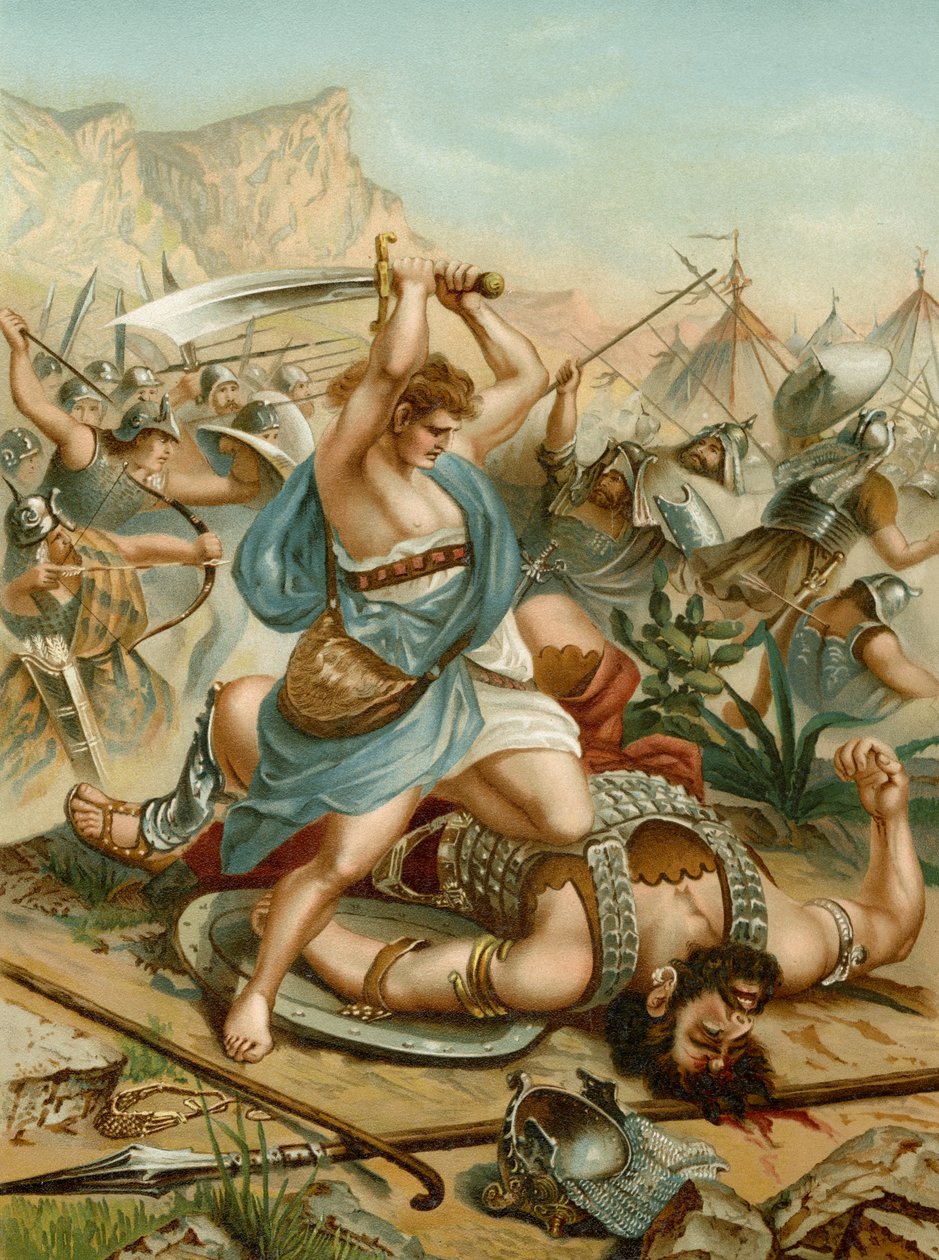 David mata a Goliat (litografía en color) de Wilhelm Ebbinghaus