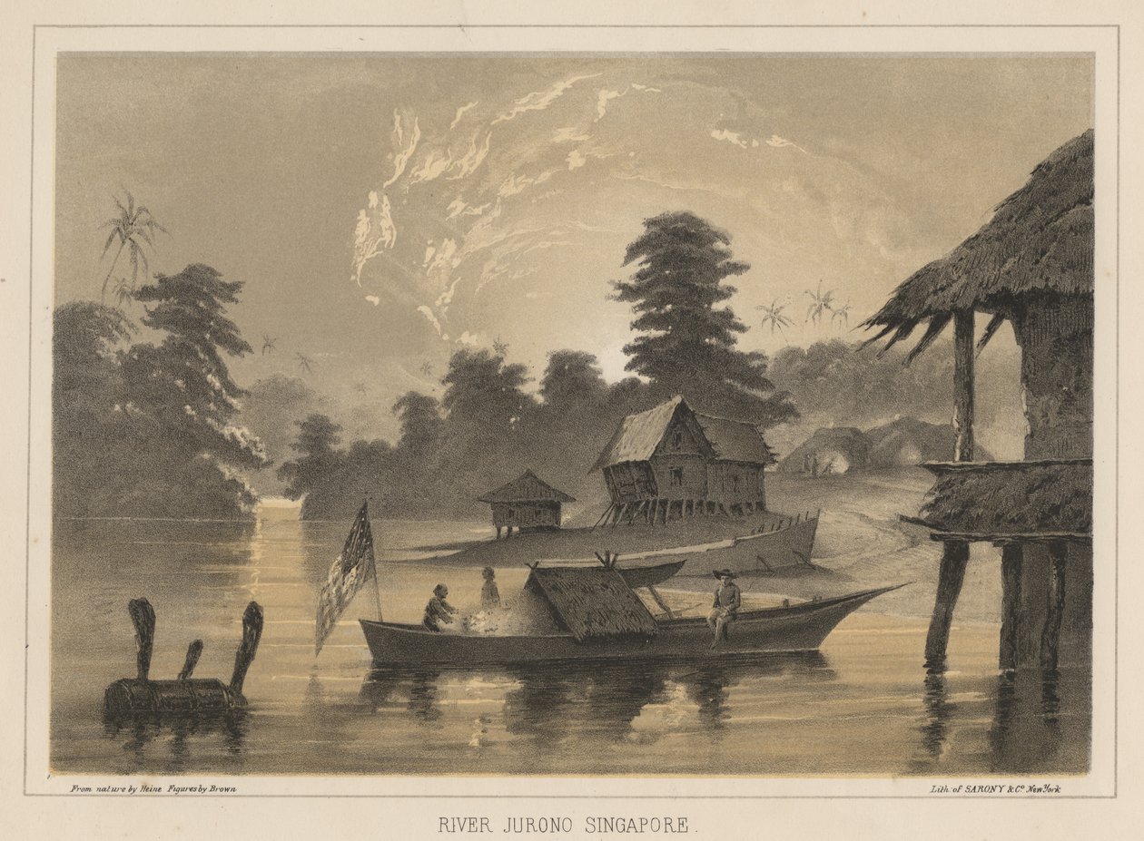 Río Jurono, Singapur, 1855 de Wilhelm Joseph Heine