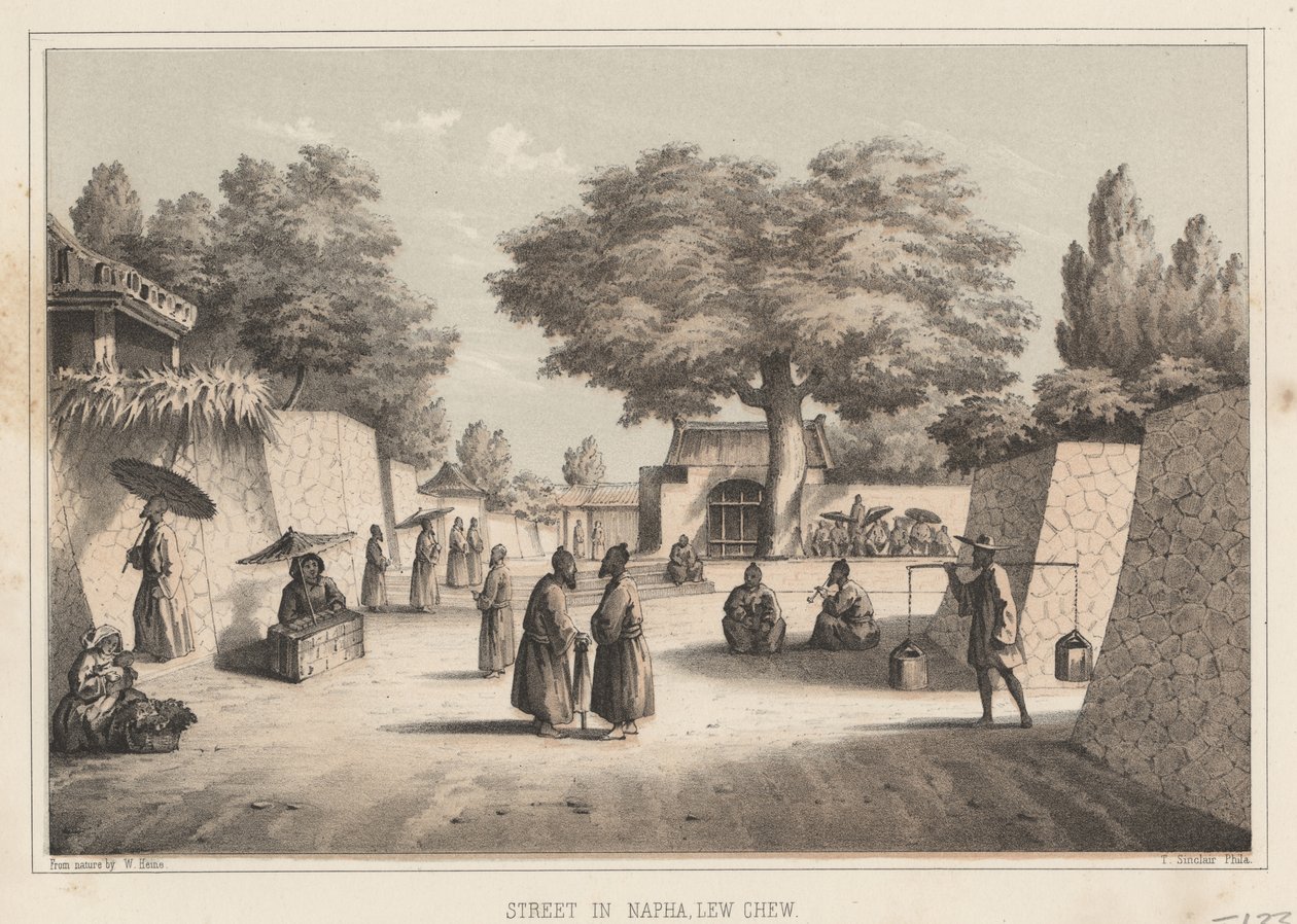 Calle en Napha, Lew Chew, 1855 de Wilhelm Joseph Heine