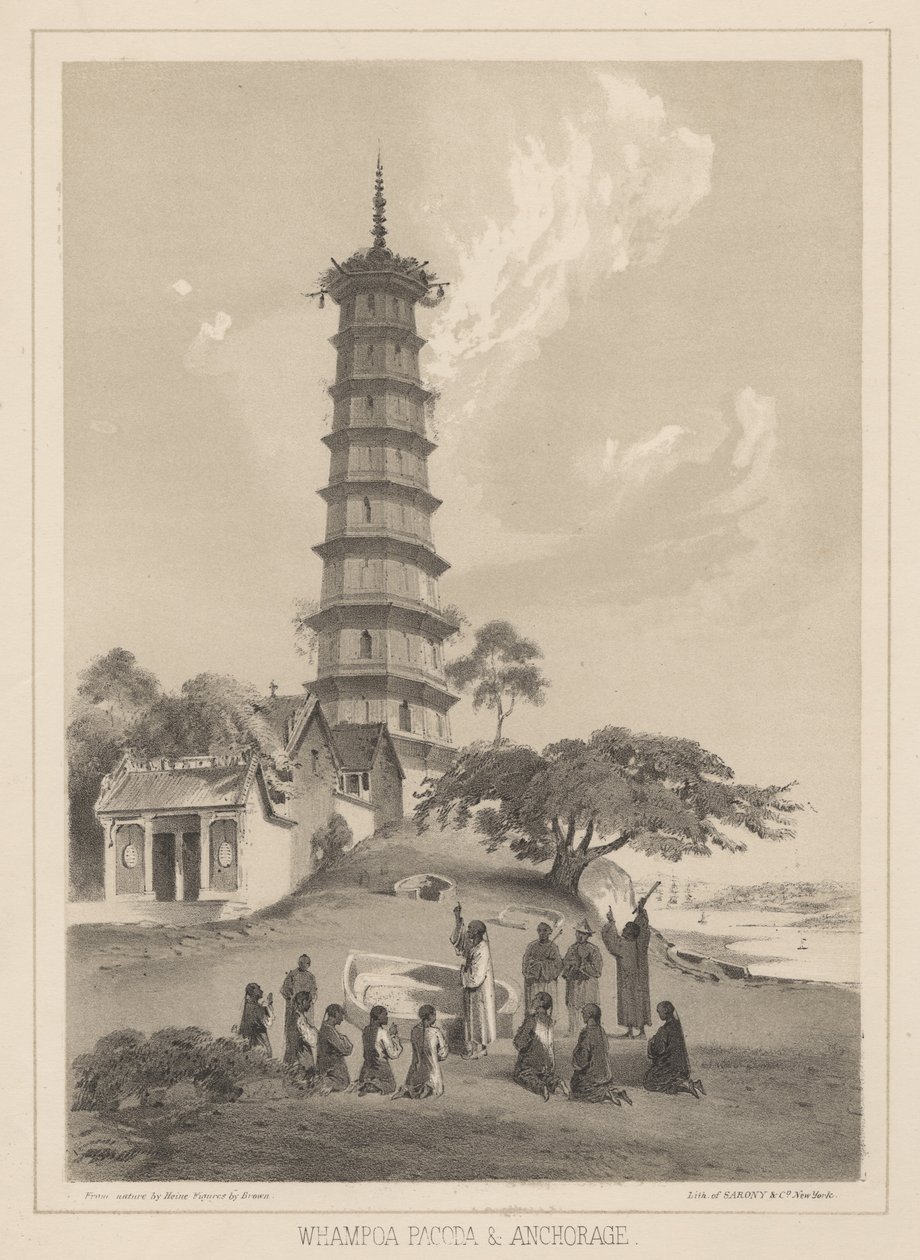 Pagoda y anclaje de Whampoa, 1855 de Wilhelm Joseph Heine