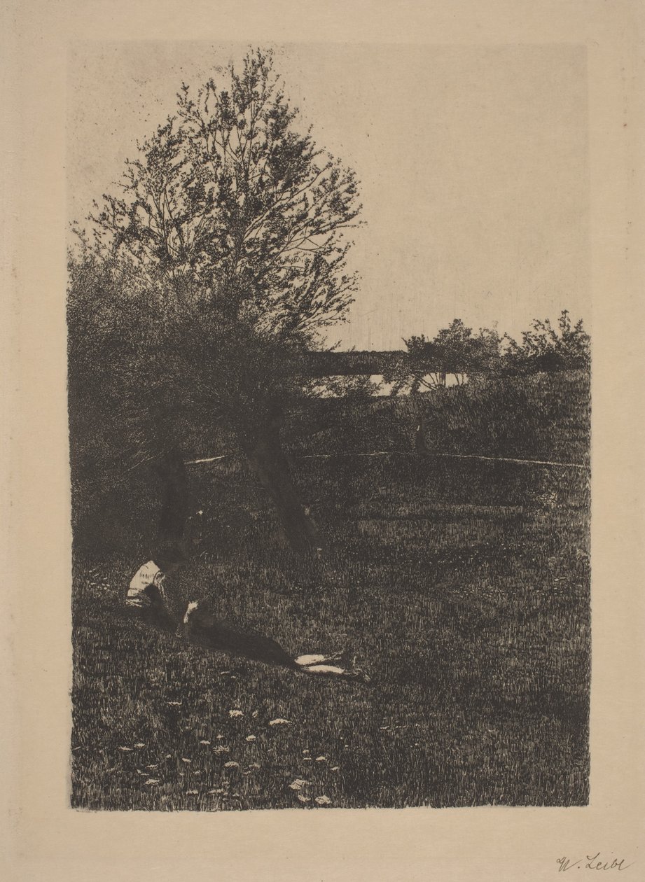 Pradera con niños de Wilhelm Maria Hubertus Leibl