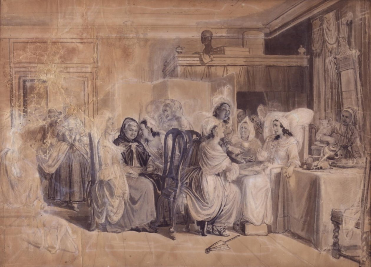 Cartón para "La sala de partos" de Wilhelm Marstrand