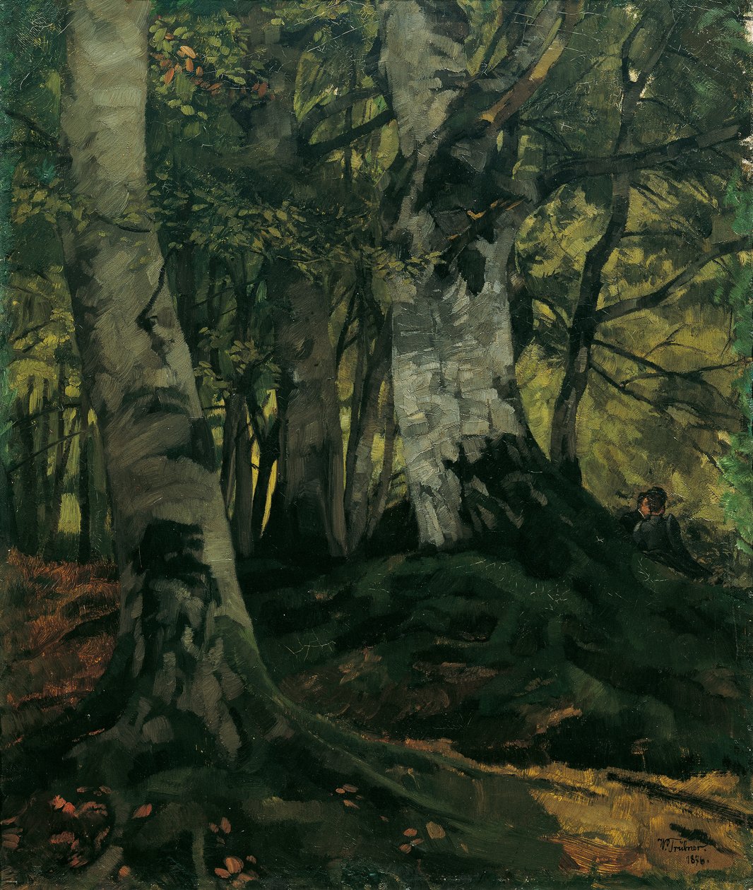 Bosque de hayas con amantes de Wilhelm Trübner