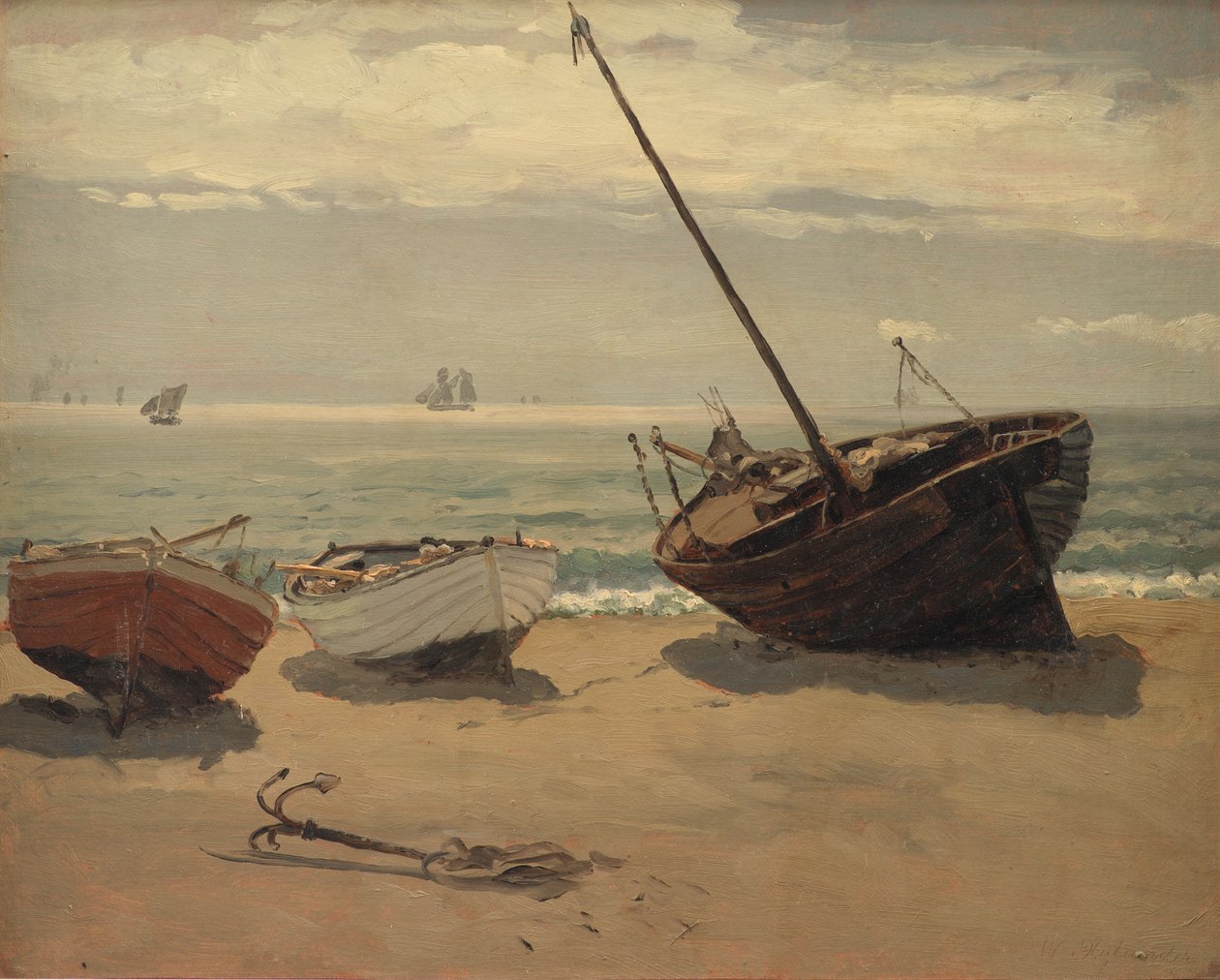 Barcos en la playa. Skagen de Wilhelm Xylander