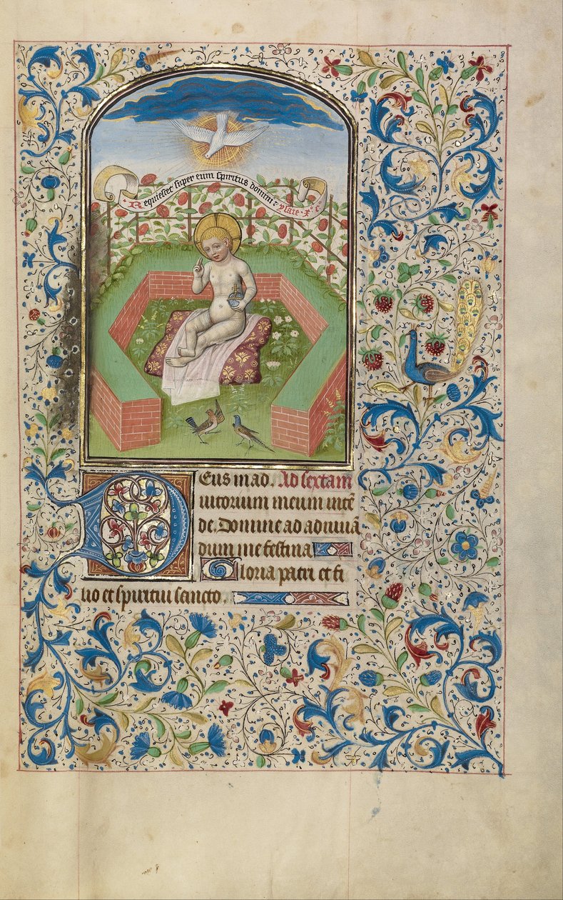 Jesús con un orbe en un jardín de Willem Vrelant