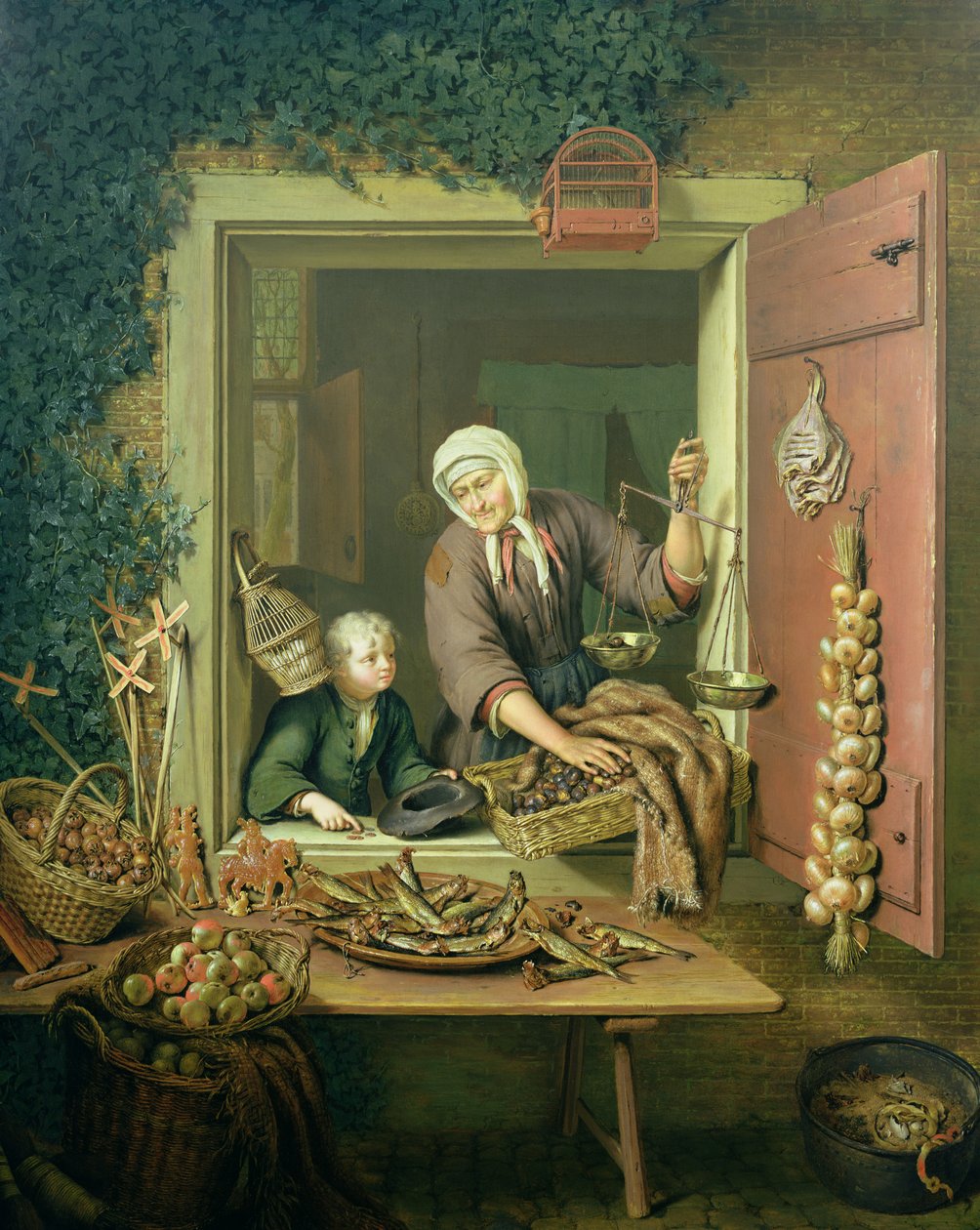 Niño comprando castañas de Willem Van Mieris