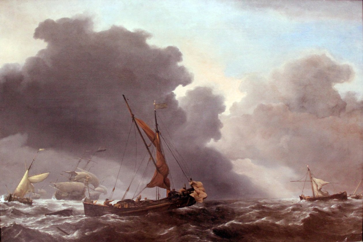 Barcos bajo el viento de Willem van de Velde the Younger