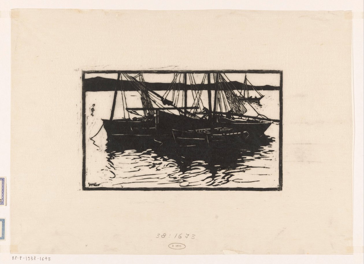 Barcos amarrados en Concarneau de Willem Adrianus Grondhout