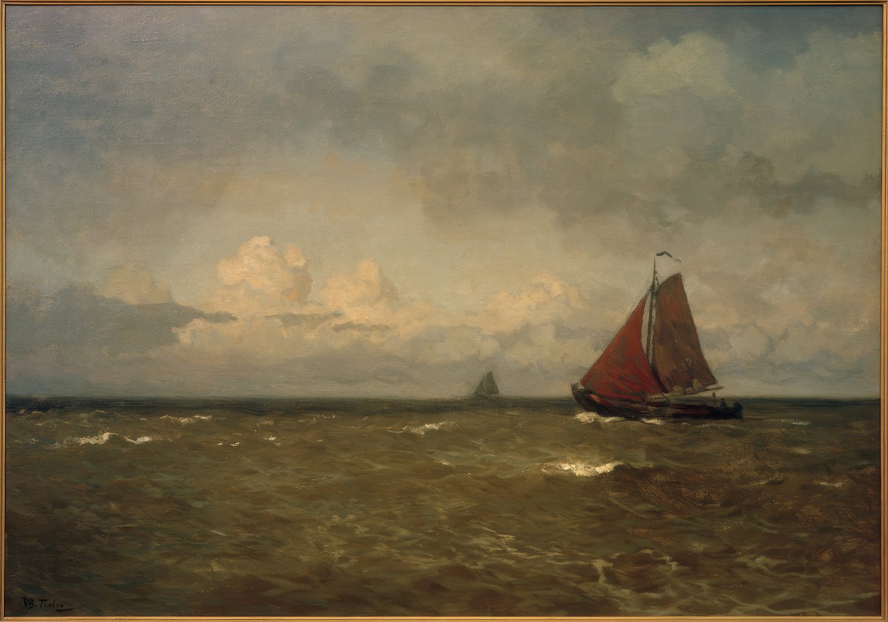 Barco de fondo plano en el Zuiderzee de Willem Bastiaan Tholen