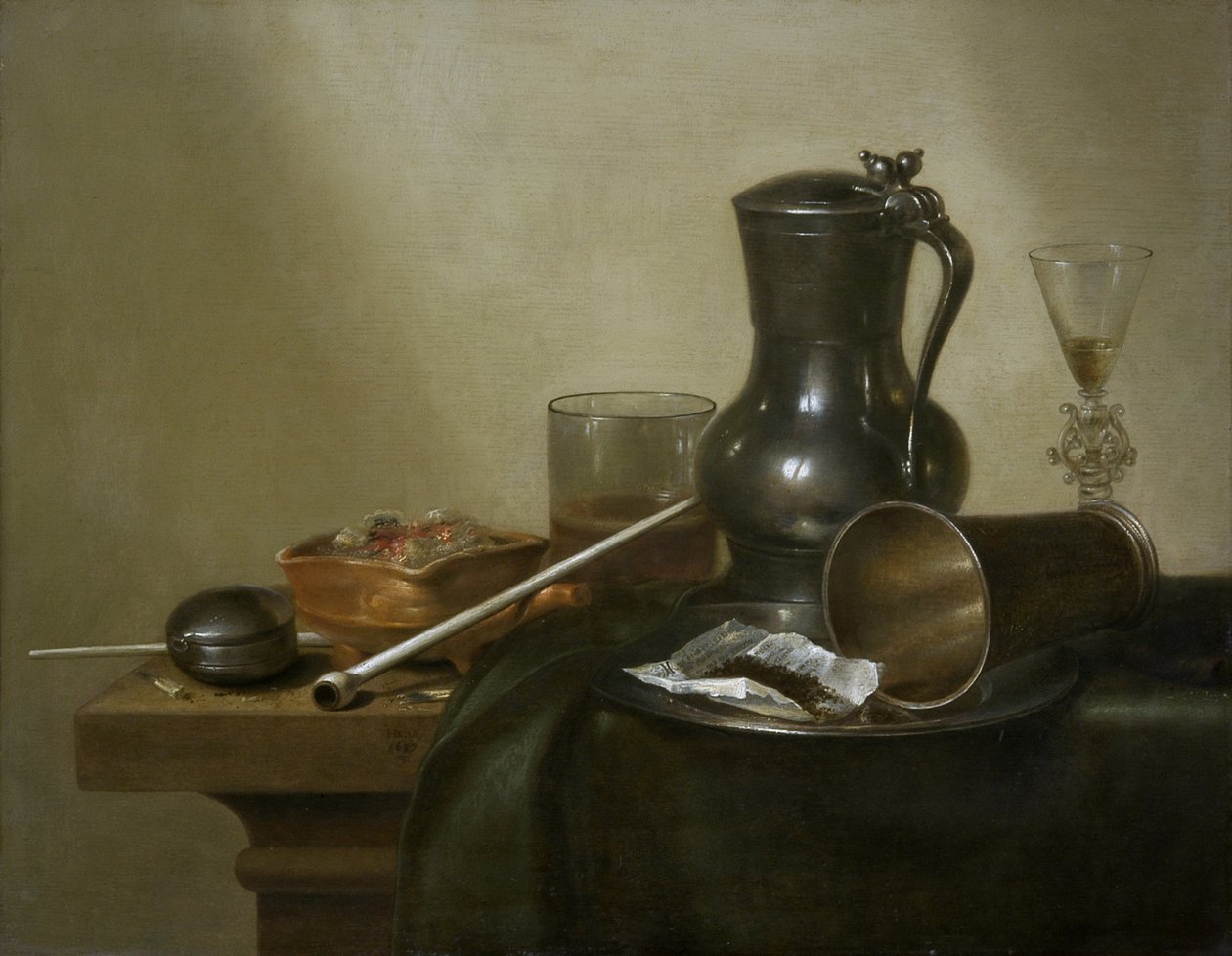 Naturaleza muerta con tabaco, 1637 de Willem Claesz. Heda