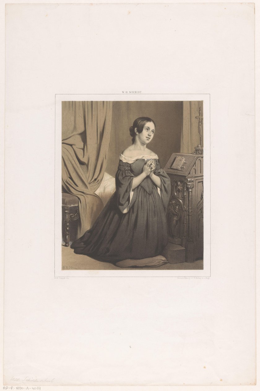 Mujer arrodillada en oración de Willem Hendrik Schmidt