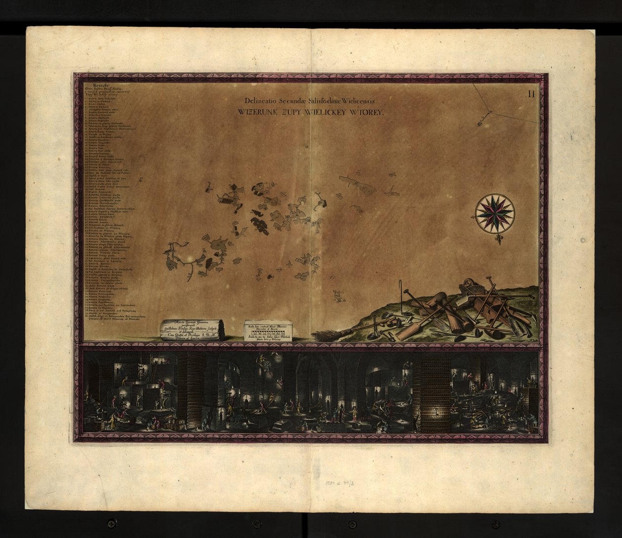 Mapa de las minas de sal de Wieliczka de Willem Hondius