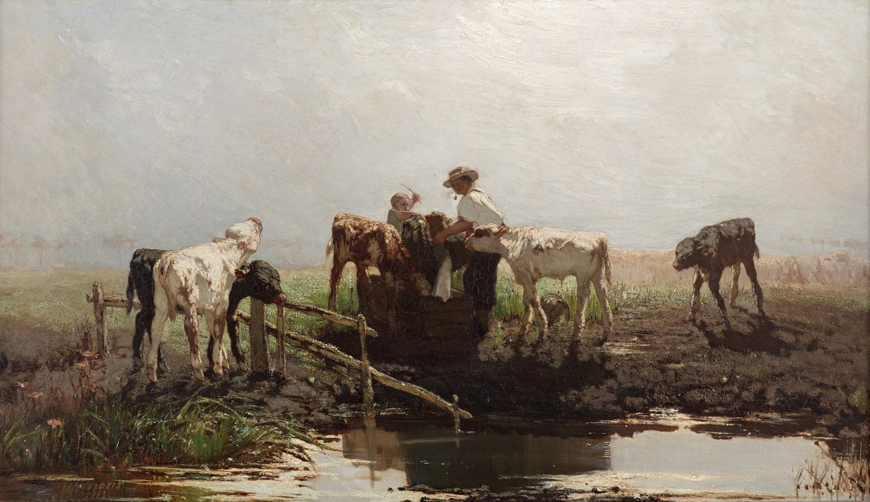 Terneros en un estanque, 1863 de Willem Maris