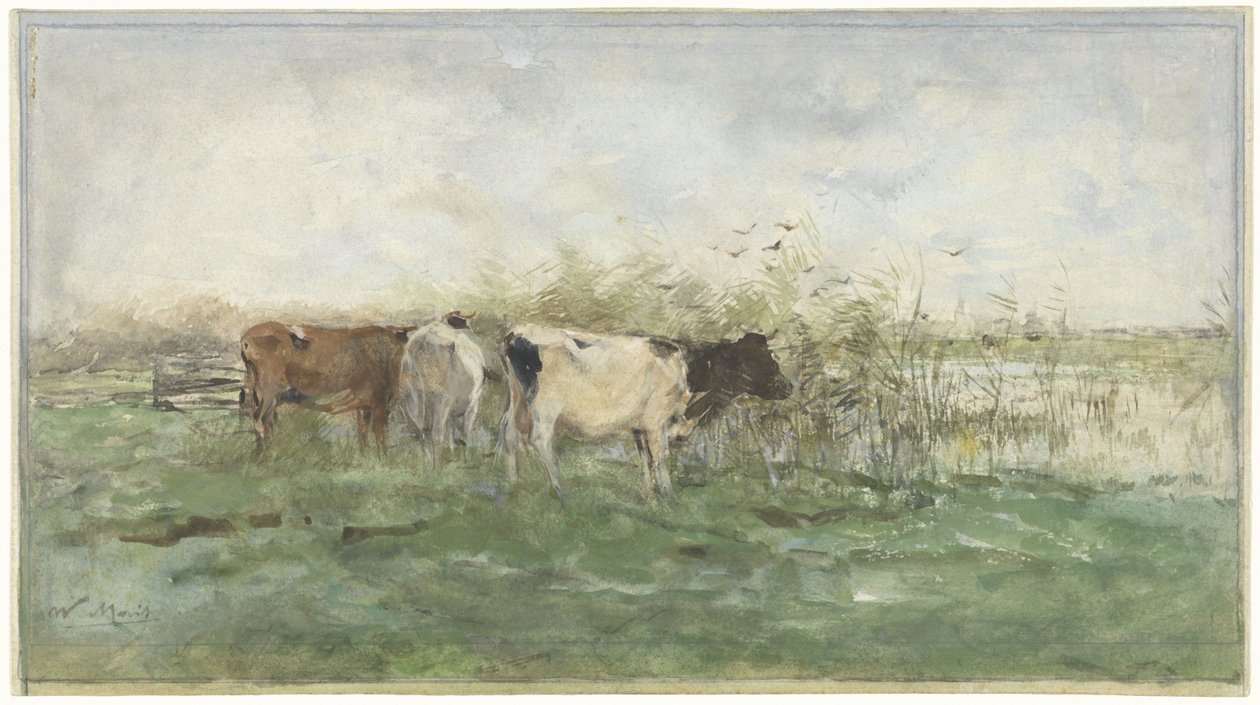Vacas en un charco de Willem Maris