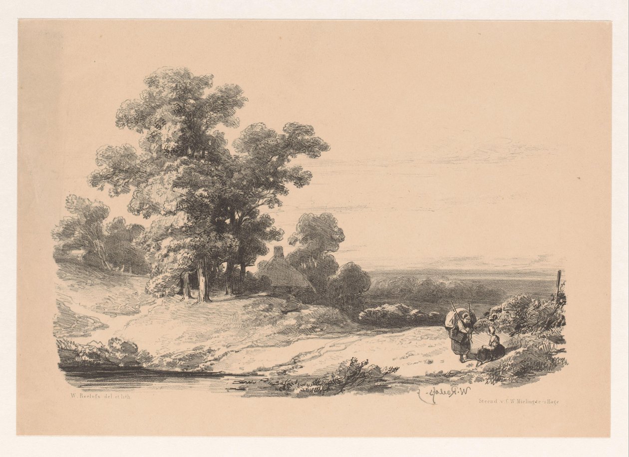 paisaje con dos mujeres de Willem Roelofs (I)