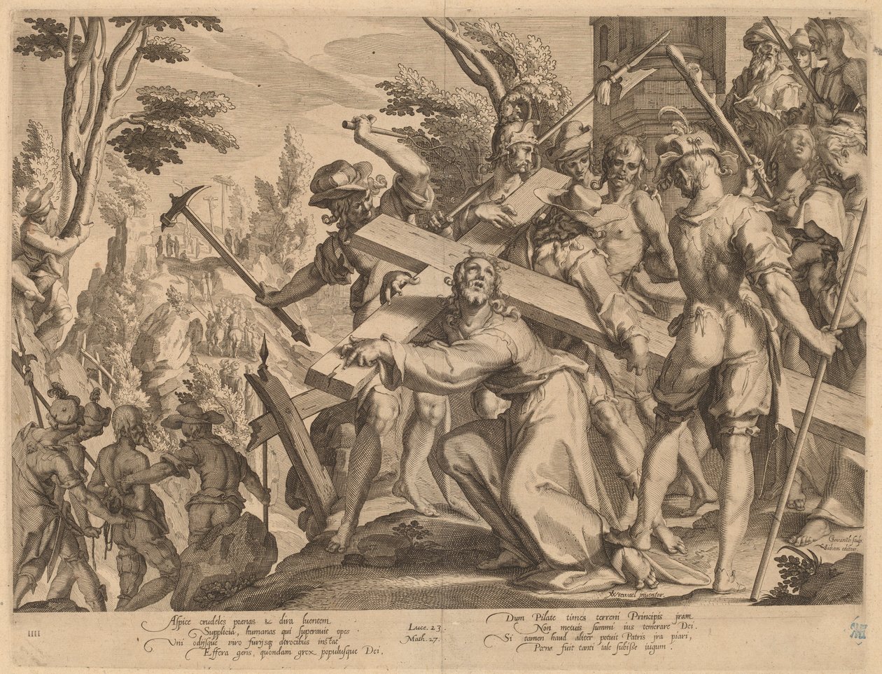 Cristo Cargando la Cruz de Willem Swanenburgh, after Joachim Anthonisz Wtewael