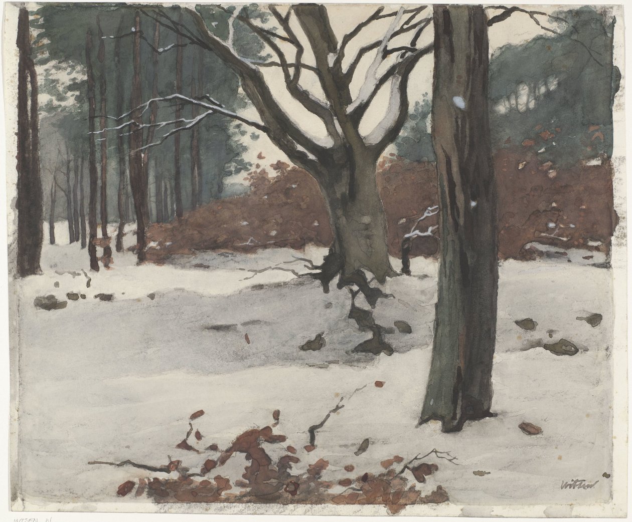 Árboles en la nieve de Willem Arnoldus Witsen