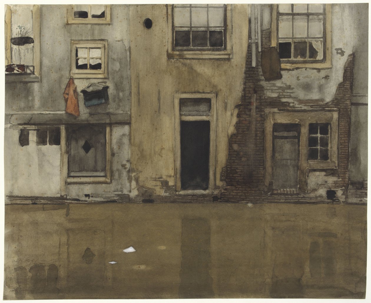 Casas en un canal de Willem Arnoldus Witsen
