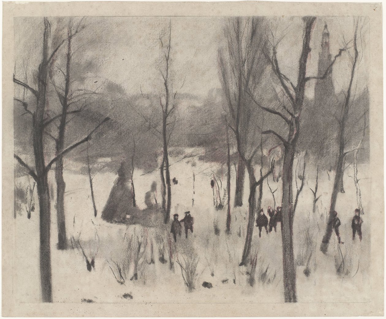 Niños entre los árboles en la nieve de Willem Arnoldus Witsen